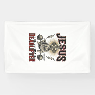 Jesus The Ultimate Deadlifter Vintage Christian Sh Banner