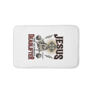 Jesus The Ultimate Deadlifter Vintage Christian Sh Bath Mat