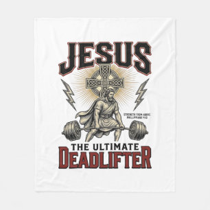 Jesus The Ultimate Deadlifter Vintage Christian Sh Fleece Blanket