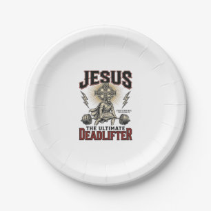 Jesus The Ultimate Deadlifter Vintage Christian Sh Paper Plate