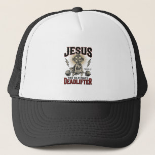 Jesus The Ultimate Deadlifter Vintage Christian Sh Trucker Hat