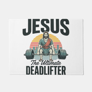 Jesus The Ultimate Deadlifter Vintage Doormat