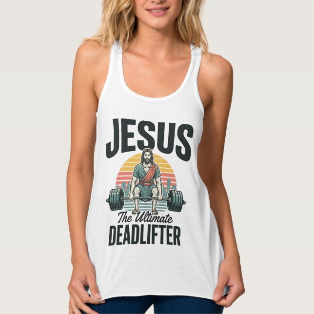 Jesus The Ultimate Deadlifter Vintage Singlet (Front)