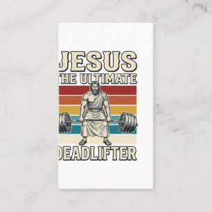 Jesus The Ultimate Deadlifter Vintage Vector Desig Business Card