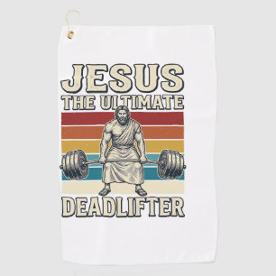Jesus The Ultimate Deadlifter Vintage Vector Desig Golf Towel