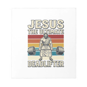Jesus The Ultimate Deadlifter Vintage Vector Desig Notepad