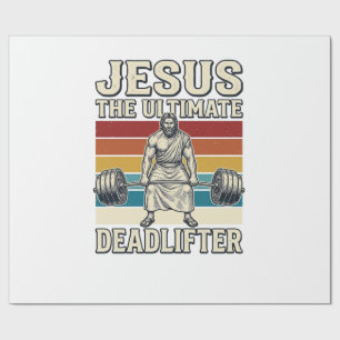 Jesus The Ultimate Deadlifter Vintage Vector Desig Wrapping Paper