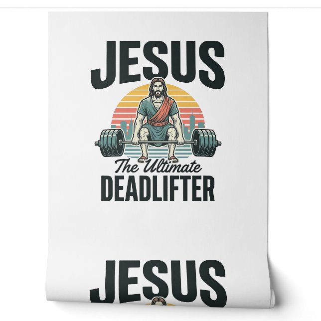 Jesus The Ultimate Deadlifter Vintage Wallpaper (Unrolling)