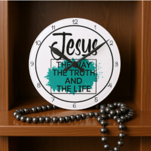 Jesus The Way The Truth And The Life Graphic Round Clock