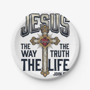 Jesus The Way The Truth The Life Christian Shirt Paper Plate