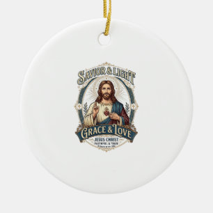 Jesus Thrift Store Vintage Hunting Graphic Tee Chr Ceramic Tree Decoration