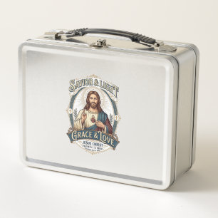 Jesus Thrift Store Vintage Hunting Graphic Tee Chr Metal Lunch Box