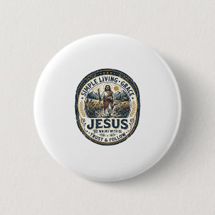 Jesus Tiny House Slow Living Vintage 6 Cm Round Badge