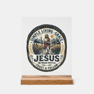 Jesus Tiny House Slow Living Vintage Acrylic Sign