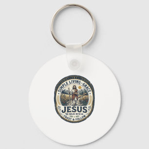 Jesus Tiny House Slow Living Vintage Key Ring