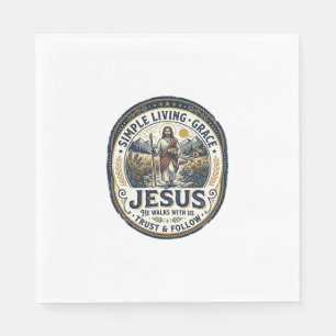 Jesus Tiny House Slow Living Vintage Napkin