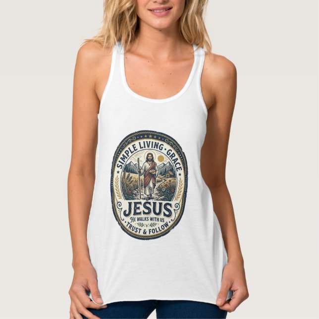 Jesus Tiny House Slow Living Vintage Singlet (Front)