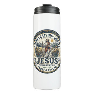 Jesus Tiny House Slow Living Vintage Thermal Tumbler