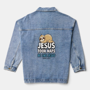 Jesus Took Naps, Funny Sloth Denim Jacket