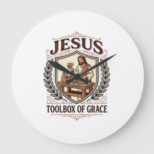 Jesus Toolbox Of Grace Jesus Toolbox Grace Christi Large Clock