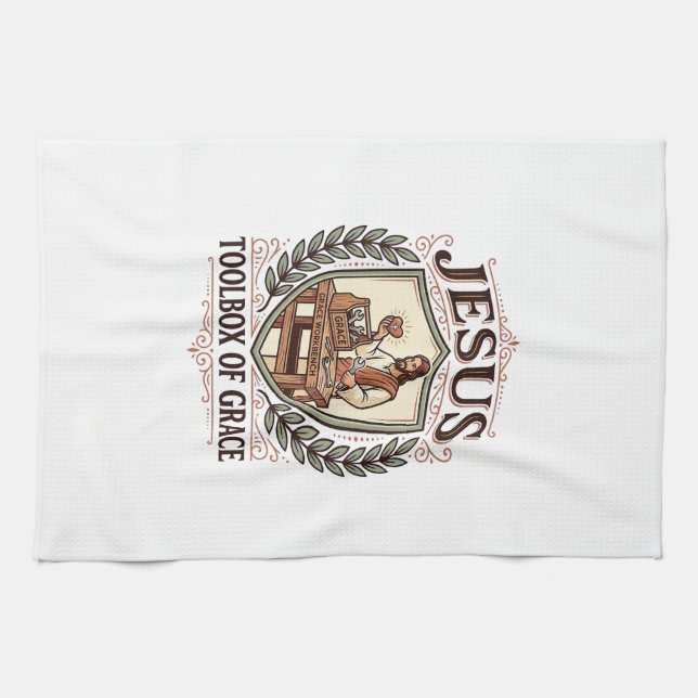 Jesus Toolbox Of Grace Jesus Toolbox Grace Christi Tea Towel (Horizontal)