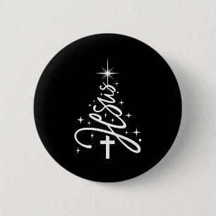 Jesus Tree Christian Christmas Faith Snowflakes Cr 6 Cm Round Badge