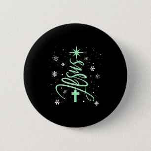 Jesus Tree Christian Christmas Faith Snowflakes Cr 6 Cm Round Badge