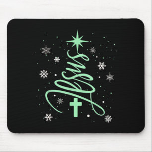 Jesus Tree Christian Christmas Faith Snowflakes Cr Mouse Pad