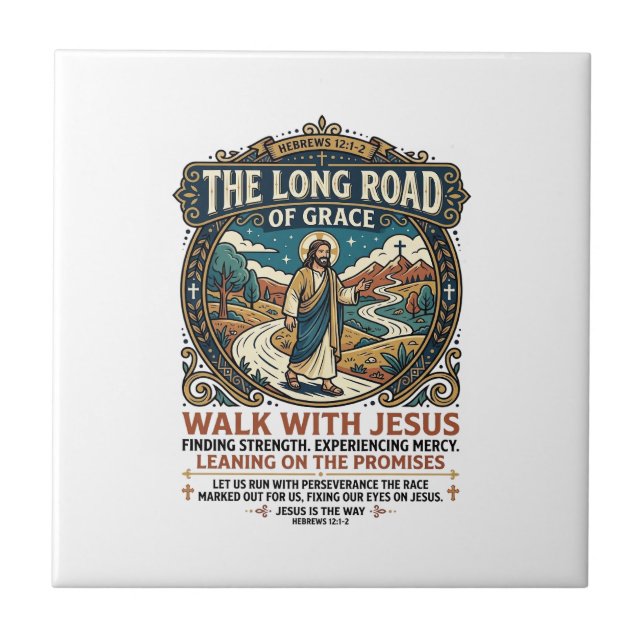 Jesus Trucker Long Haul T-Shirt Inspirational Fait Tile (Front)
