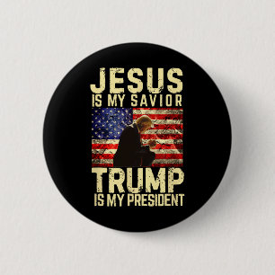 Jesus Trump Tee - Jesus Is My Lord Saviour Trump M 6 Cm Round Badge