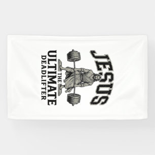 Jesus Ultimate Deadlifter Vintage Gym Shirt Design Banner