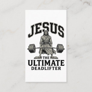 Jesus Ultimate Deadlifter Vintage Gym Shirt Design Business Card