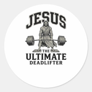 Jesus Ultimate Deadlifter Vintage Gym Shirt Design Classic Round Sticker