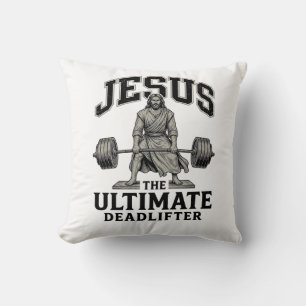 Jesus Ultimate Deadlifter Vintage Gym Shirt Design Cushion