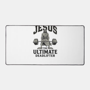 Jesus Ultimate Deadlifter Vintage Gym Shirt Design Desk Mat