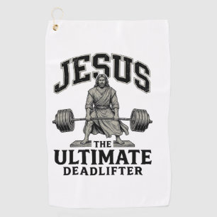 Jesus Ultimate Deadlifter Vintage Gym Shirt Design Golf Towel