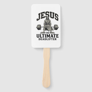 Jesus Ultimate Deadlifter Vintage Gym Shirt Design Hand Fan