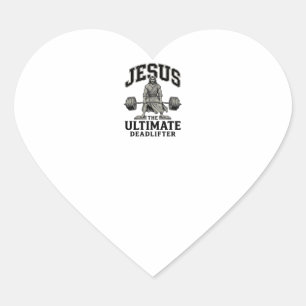Jesus Ultimate Deadlifter Vintage Gym Shirt Design Heart Sticker