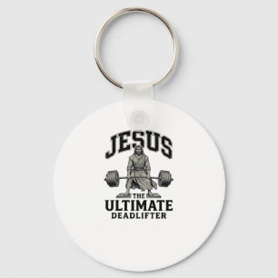 Jesus Ultimate Deadlifter Vintage Gym Shirt Design Key Ring