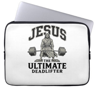 Jesus Ultimate Deadlifter Vintage Gym Shirt Design Laptop Sleeve