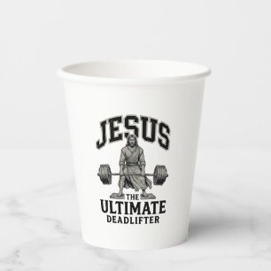Jesus Ultimate Deadlifter Vintage Gym Shirt Design Paper Cups