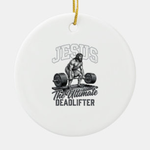 Jesus Ultimate Deadlifter Vintage Vector Shirt Des Ceramic Tree Decoration