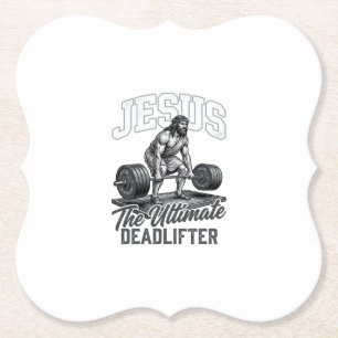 Jesus Ultimate Deadlifter Vintage Vector Shirt Des Paper Coaster