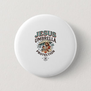 Jesus Umbrella Protection Jesus Umbrella Protectio 6 Cm Round Badge