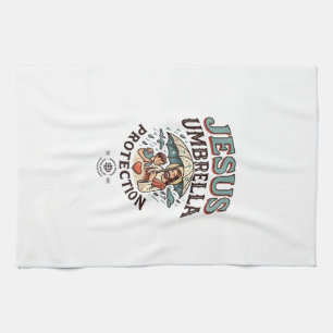 Jesus Umbrella Protection Jesus Umbrella Protectio Tea Towel