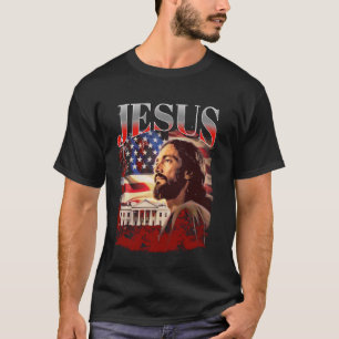 Jesus USA America Patriot Meme 90s Bootleg Rap Mer T-Shirt
