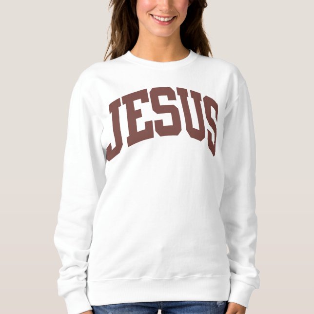 JESUS Varsity Print Basic Crewneck Sweatshirt (Front)