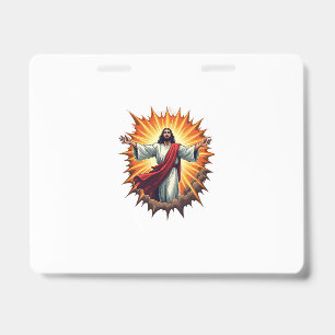 Jesus Victory Burst Vintage Engraving Shirt ID Badge