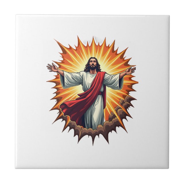 Jesus Victory Burst Vintage Engraving Shirt Tile (Front)