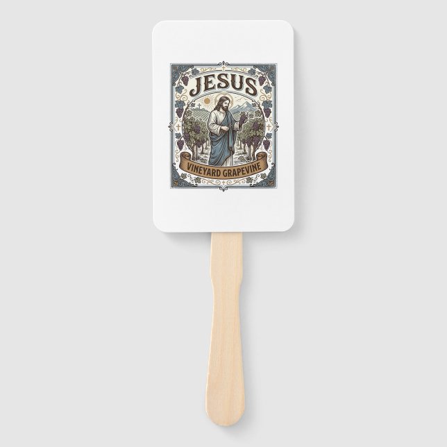 Jesus Vineyard Grapevine Jesus Vineyard Grapevine  Hand Fan (Front)